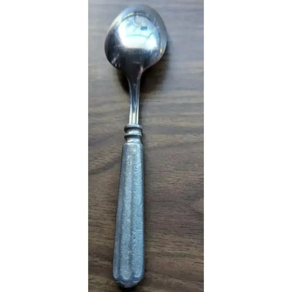 Williams Sonoma Alton Valpeltro Pewter Soup Spoon Stainless Steel 8